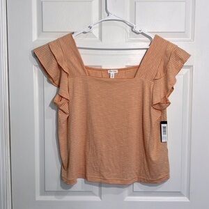 Tribal Jeans women’s top mango and white striped - Size XL NWT